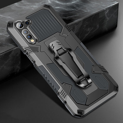 Rugged shockproof phone case in gray with built-in kickstand and impact-protection style