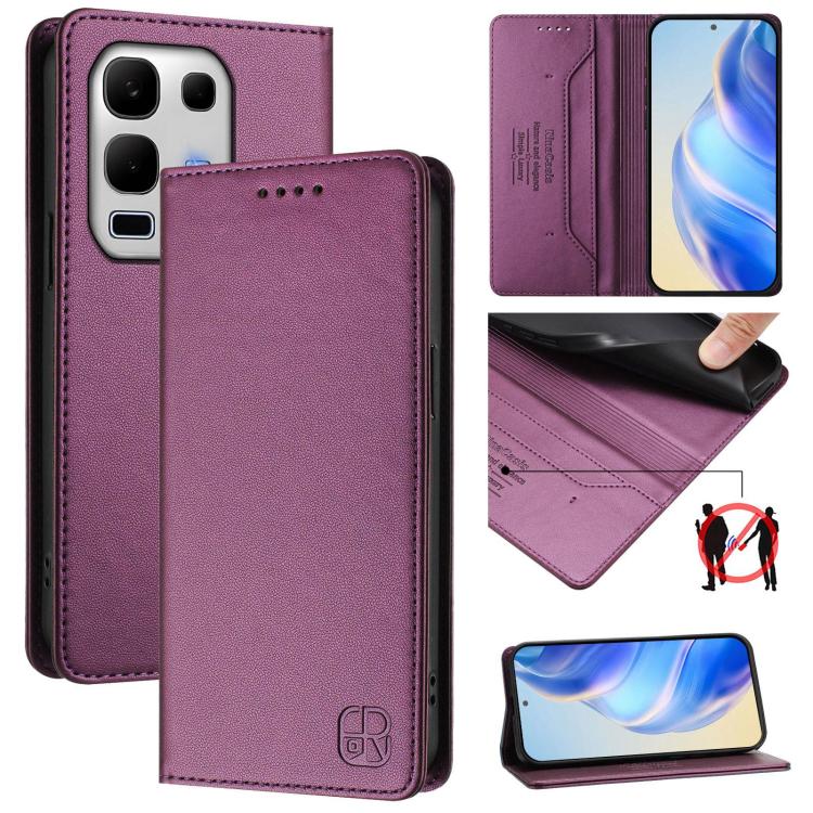 RC01 Dual-Folded Magnetic Suction RFID Leather Phone Case, For Infinix GT 50 Pro 5G, For Infinix Note Edge 5G, For Infinix Smart 20 4G, For Infinix Note 60 / 60 Pro, For Infinix Smart 10 Plus 4G, For Infinix Note 50s, For Infinix Hot 50i 5G / Smart 9 4...