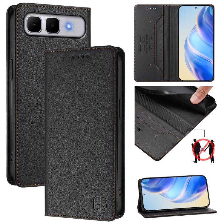 RC01 Dual-Folded Magnetic Suction RFID Leather Phone Case, For Infinix GT 50 Pro 5G, For Infinix Note Edge 5G, For Infinix Smart 20 4G, For Infinix Note 60 / 60 Pro, For Infinix Smart 10 Plus 4G, For Infinix Note 50s, For Infinix Hot 50i 5G / Smart 9 4...