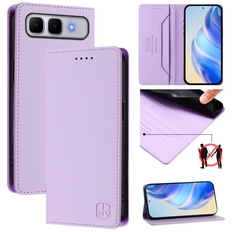 RC01 Dual-Folded Magnetic Suction RFID Leather Phone Case, For Infinix GT 50 Pro 5G, For Infinix Note Edge 5G, For Infinix Smart 20 4G, For Infinix Note 60 / 60 Pro, For Infinix Smart 10 Plus 4G, For Infinix Note 50s, For Infinix Hot 50i 5G / Smart 9 4...