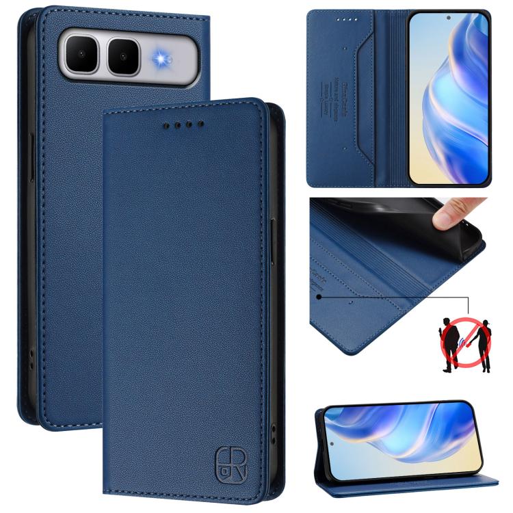 RC01 Dual-Folded Magnetic Suction RFID Leather Phone Case, For Infinix GT 50 Pro 5G, For Infinix Note Edge 5G, For Infinix Smart 20 4G, For Infinix Note 60 / 60 Pro, For Infinix Smart 10 Plus 4G, For Infinix Note 50s, For Infinix Hot 50i 5G / Smart 9 4...