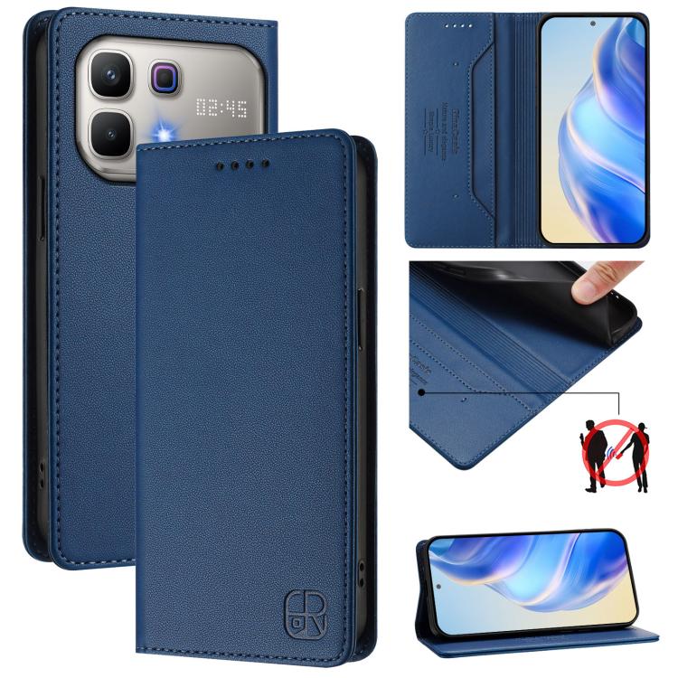 RC01 Dual-Folded Magnetic Suction RFID Leather Phone Case, For Infinix GT 50 Pro 5G, For Infinix Note Edge 5G, For Infinix Smart 20 4G, For Infinix Note 60 / 60 Pro, For Infinix Smart 10 Plus 4G, For Infinix Note 50s, For Infinix Hot 50i 5G / Smart 9 4...