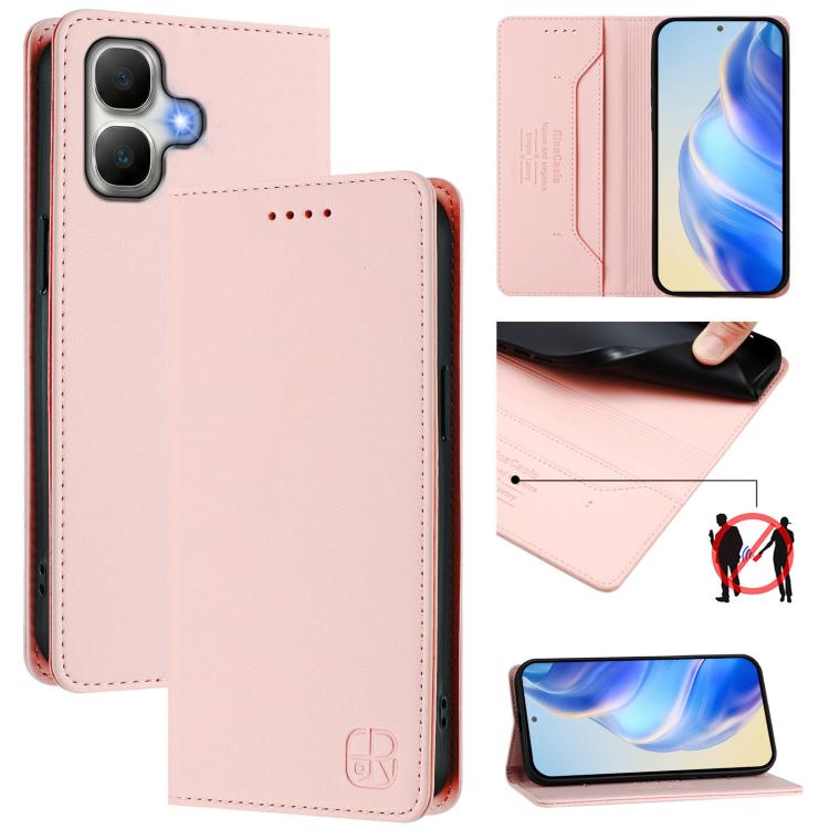 RC01 Dual-Folded Magnetic Suction RFID Leather Phone Case, For Infinix GT 50 Pro 5G, For Infinix Note Edge 5G, For Infinix Smart 20 4G, For Infinix Note 60 / 60 Pro, For Infinix Smart 10 Plus 4G, For Infinix Note 50s, For Infinix Hot 50i 5G / Smart 9 4...