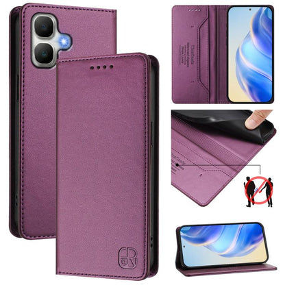 RC01 Dual-Folded Magnetic Suction RFID Leather Phone Case, For Infinix GT 50 Pro 5G, For Infinix Note Edge 5G, For Infinix Smart 20 4G, For Infinix Note 60 / 60 Pro, For Infinix Smart 10 Plus 4G, For Infinix Note 50s, For Infinix Hot 50i 5G / Smart 9 4...