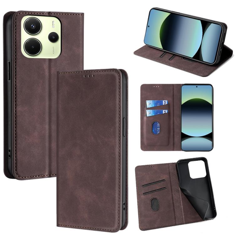 Skin Feel Magnetic Leather Phone Case, For Redmi A7 Pro 171mm / Poco C85x 5G, For Redmi Turbo 5 Max 5G / Poco X8 Pro Max 5G, For Redmi Turbo 5 5G / Poco X8 Pro 5G, For Redmi Note 15 Pro 4G Global 163.2mm, For Redmi A5 4G 171.7mm, For Redmi Note 14S 4G ...