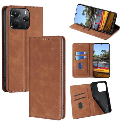 Skin Feel Magnetic Leather Phone Case, For Redmi A7 Pro 171mm / Poco C85x 5G, For Redmi Turbo 5 Max 5G / Poco X8 Pro Max 5G, For Redmi Turbo 5 5G / Poco X8 Pro 5G, For Redmi Note 15 Pro 4G Global 163.2mm, For Redmi A5 4G 171.7mm, For Redmi Note 14S 4G ...