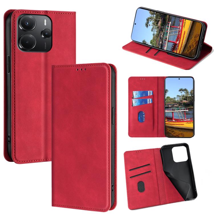Skin Feel Magnetic Leather Phone Case, For Redmi A7 Pro 171mm / Poco C85x 5G, For Redmi Turbo 5 Max 5G / Poco X8 Pro Max 5G, For Redmi Turbo 5 5G / Poco X8 Pro 5G, For Redmi Note 15 Pro 4G Global 163.2mm, For Redmi A5 4G 171.7mm, For Redmi Note 14S 4G ...