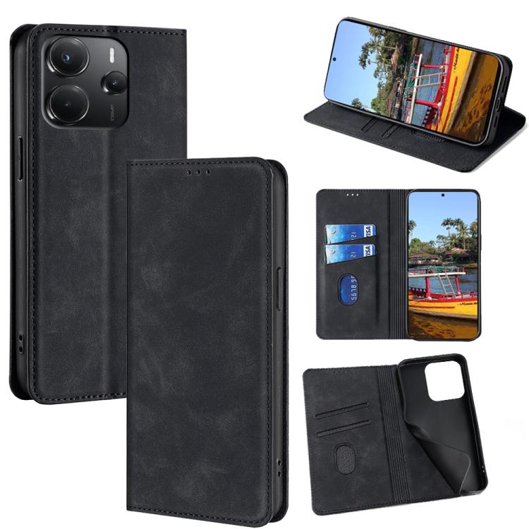 Skin Feel Magnetic Leather Phone Case, For Redmi A7 Pro 171mm / Poco C85x 5G, For Redmi Turbo 5 Max 5G / Poco X8 Pro Max 5G, For Redmi Turbo 5 5G / Poco X8 Pro 5G, For Redmi Note 15 Pro 4G Global 163.2mm, For Redmi A5 4G 171.7mm, For Redmi Note 14S 4G ...