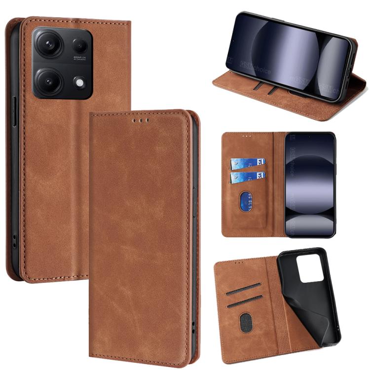 Skin Feel Magnetic Leather Phone Case, For Redmi A7 Pro 171mm / Poco C85x 5G, For Redmi Turbo 5 Max 5G / Poco X8 Pro Max 5G, For Redmi Turbo 5 5G / Poco X8 Pro 5G, For Redmi Note 15 Pro 4G Global 163.2mm, For Redmi A5 4G 171.7mm, For Redmi Note 14S 4G ...