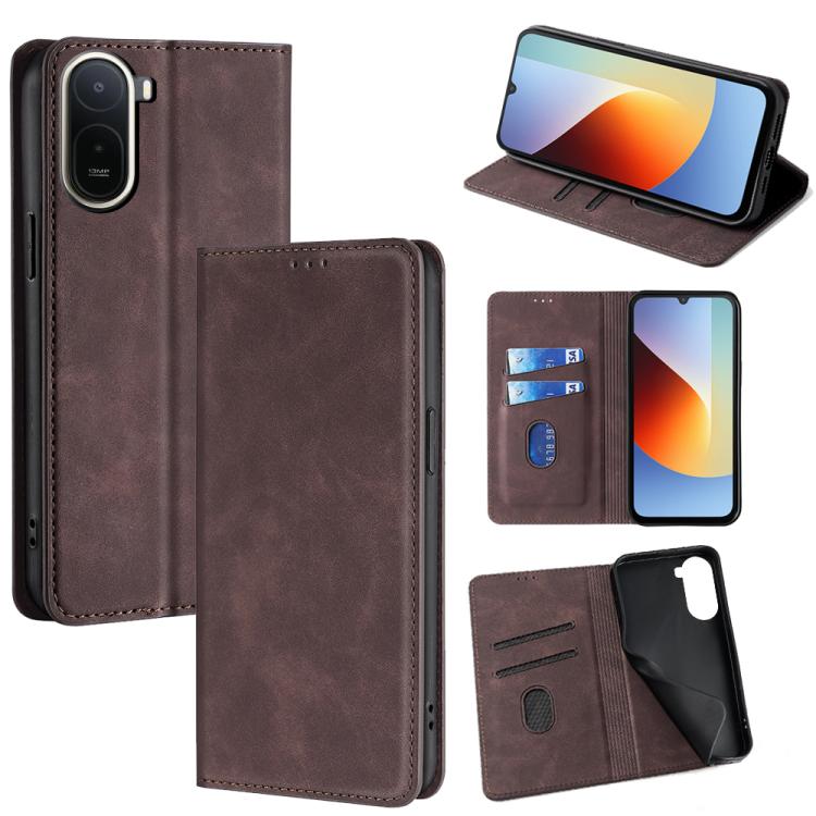 Skin Feel Magnetic Leather Phone Case, For Redmi A7 Pro 171mm / Poco C85x 5G, For Redmi Turbo 5 Max 5G / Poco X8 Pro Max 5G, For Redmi Turbo 5 5G / Poco X8 Pro 5G, For Redmi Note 15 Pro 4G Global 163.2mm, For Redmi A5 4G 171.7mm, For Redmi Note 14S 4G ...