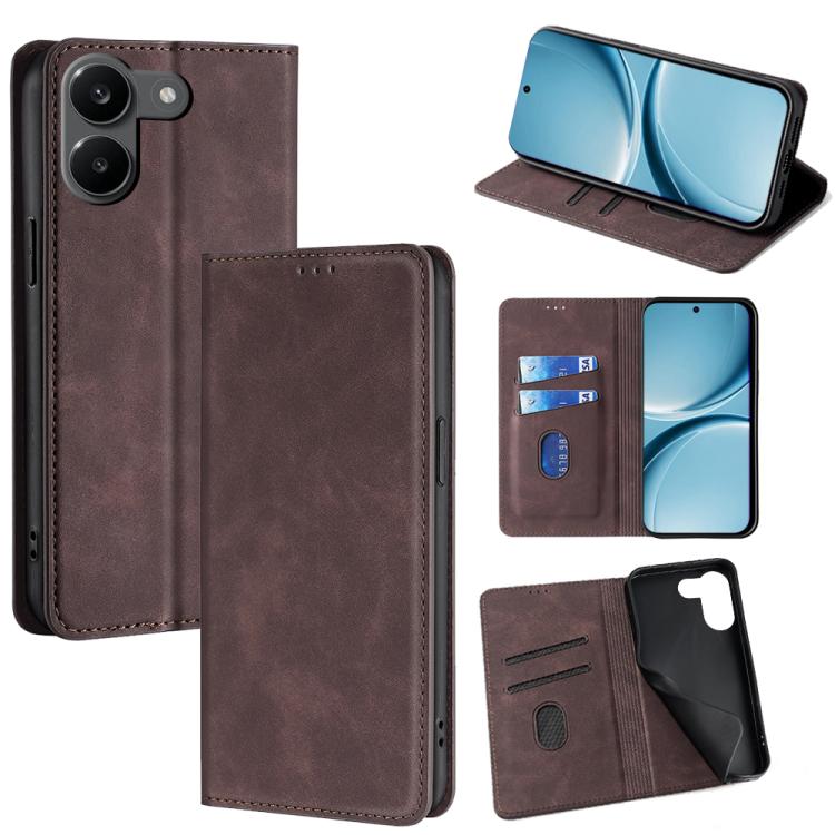 Skin Feel Magnetic Leather Phone Case, For Redmi A7 Pro 171mm / Poco C85x 5G, For Redmi Turbo 5 Max 5G / Poco X8 Pro Max 5G, For Redmi Turbo 5 5G / Poco X8 Pro 5G, For Redmi Note 15 Pro 4G Global 163.2mm, For Redmi A5 4G 171.7mm, For Redmi Note 14S 4G ...