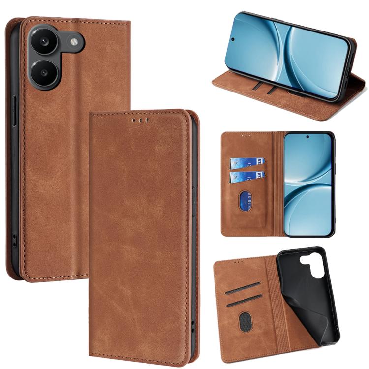 Skin Feel Magnetic Leather Phone Case, For Redmi A7 Pro 171mm / Poco C85x 5G, For Redmi Turbo 5 Max 5G / Poco X8 Pro Max 5G, For Redmi Turbo 5 5G / Poco X8 Pro 5G, For Redmi Note 15 Pro 4G Global 163.2mm, For Redmi A5 4G 171.7mm, For Redmi Note 14S 4G ...