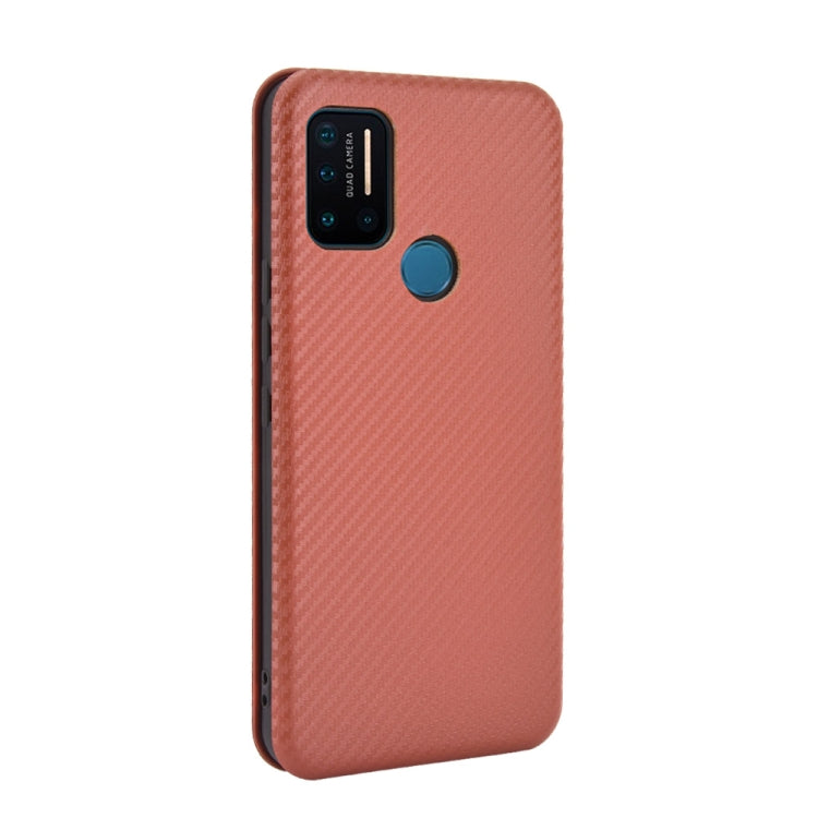 Brown carbon-fiber texture back cover phone case with camera cutout