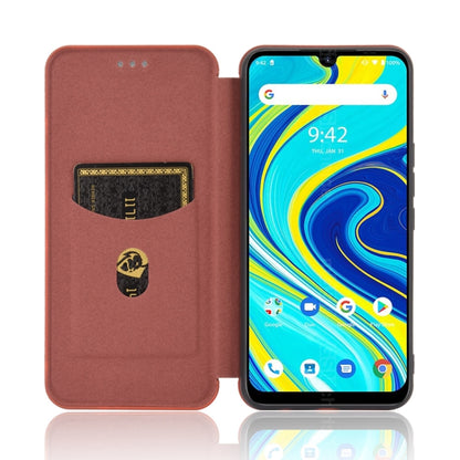 Brown magnetic flip phone case with card slot window and back cover