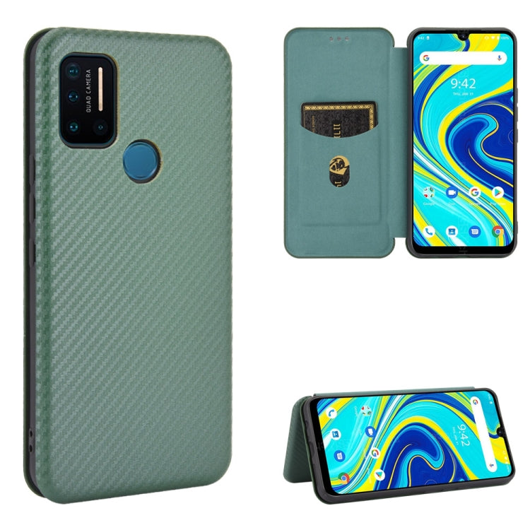 Green carbon-fiber texture magnetic flip phone case with card slot