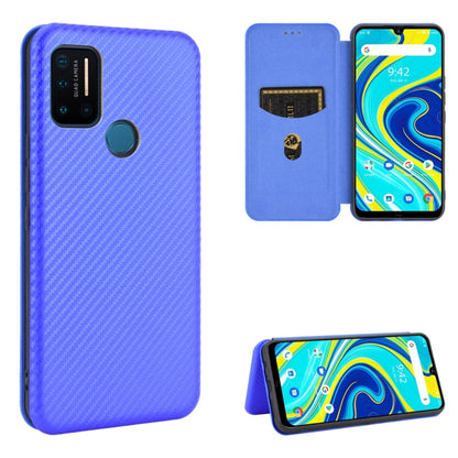 Blue carbon-fiber texture magnetic flip phone case with card slot