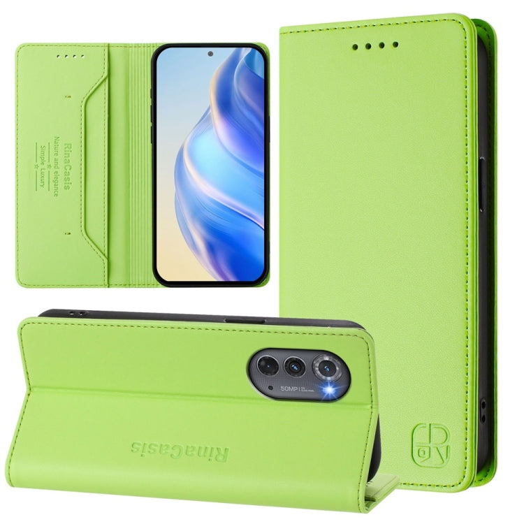 RC01 Dual-Folded Magnetic Suction RFID Leather Phone Case, For Motorola Edge 2022 / Edge 5G UW 2022, For Motorola Edge 30, For Motorola Edge 30 Pro / Edge X30, For Motorola Edge S30 / Moto G200 5G