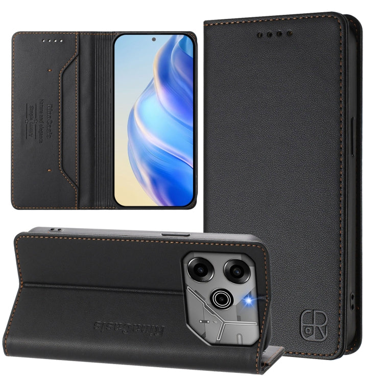 RC01 Dual-Folded Magnetic Suction RFID Leather Phone Case, For Tecno Spark 30C, For Tecno Pop 6C / itel A18, For Tecno Spark 10 Pro Magic, For Tecno Camon 30 Premier 5G, For Tecno Pova 6 Neo, For Tecno Pova 6 4G, For Tecno Pova 6 5G / 6 Pro 5G         ...