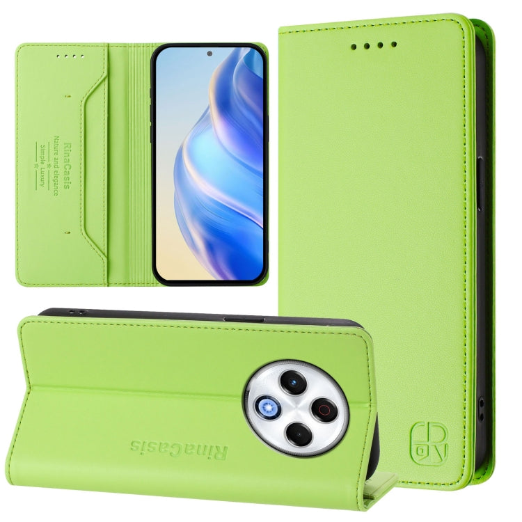Light green leather wallet phone case with foldover cover and card slots