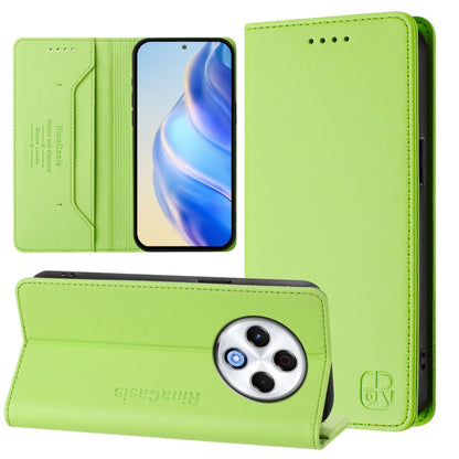Light green leather wallet phone case with foldover cover and card slots