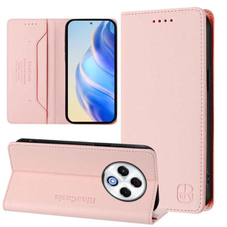 Pink leather wallet phone case with foldover cover and card slots