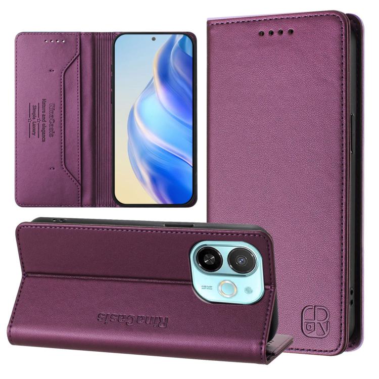 Pink dual-fold leather wallet phone case with card slots and kickstand