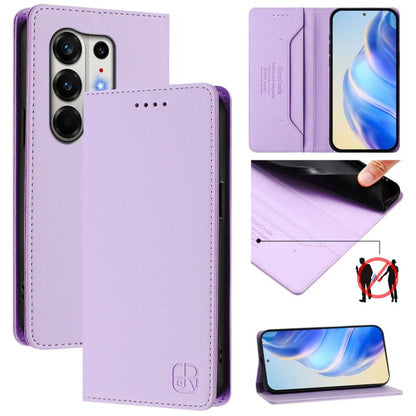 Light purple leather magnetic dual-fold phone case with front cover and cutout openings