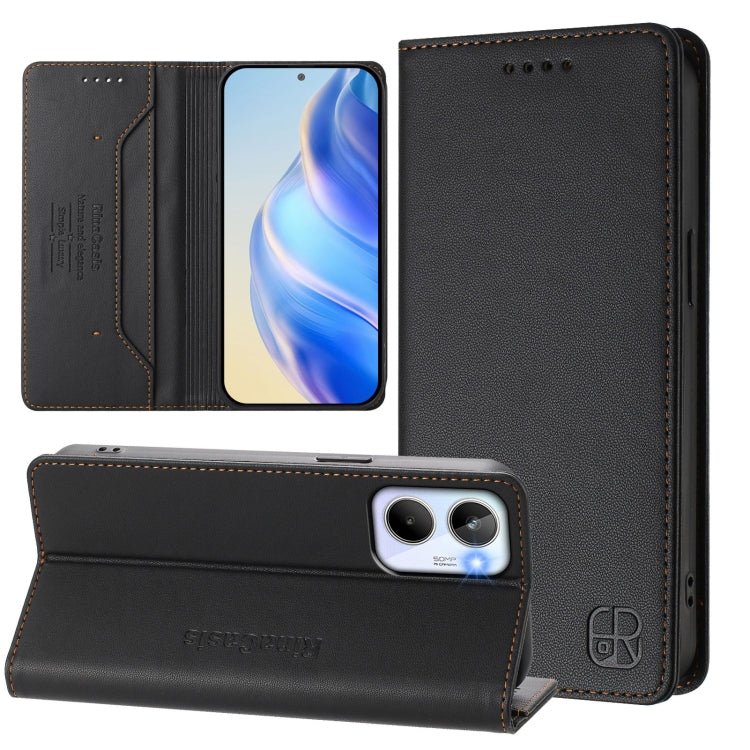 RC01 Dual-Folded Magnetic Suction RFID Leather Phone Case, For Realme C65 4G Global, For Realme C55 4G Global / Narzo N55, For Realme C33 2022 / 2023 Global, For Realme 10T 5G / 10s 5G / 9i 5G Indian, For Realme GT3 5G / GT Neo 5 240W                  ...