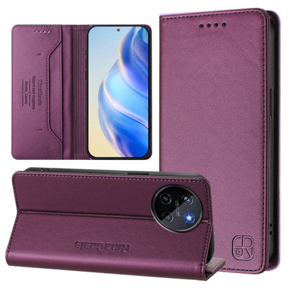 RC01 Dual-Folded Magnetic Suction RFID Leather Phone Case, For Realme GT 6 5G / GT 6T 5G Global, For Realme C63 / C61 4G Global, For Realme P1 Pro, For Realme 12+ 5G / Narzo 70 Pro 5G India, For Realme 12 5G Global, For Realme Note 50 4G / C51 4G / C53...