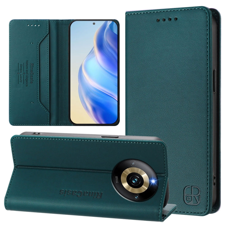 RC01 Dual-Folded Magnetic Suction RFID Leather Phone Case, For Realme GT 6 5G / GT 6T 5G Global, For Realme C63 / C61 4G Global, For Realme P1 Pro, For Realme 12+ 5G / Narzo 70 Pro 5G India, For Realme 12 5G Global, For Realme Note 50 4G / C51 4G / C53...