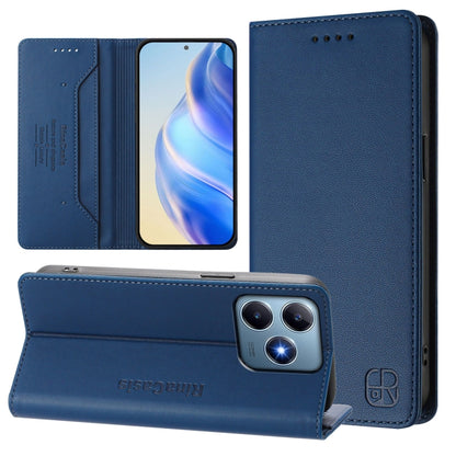 RC01 Dual-Folded Magnetic Suction RFID Leather Phone Case, For Realme GT 6 5G / GT 6T 5G Global, For Realme C63 / C61 4G Global, For Realme P1 Pro, For Realme 12+ 5G / Narzo 70 Pro 5G India, For Realme 12 5G Global, For Realme Note 50 4G / C51 4G / C53...