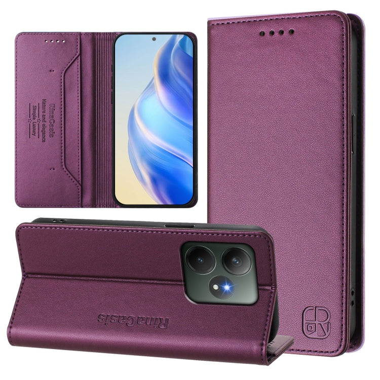 RC01 Dual-Folded Magnetic Suction RFID Leather Phone Case, For Realme GT 6 5G / GT 6T 5G Global, For Realme C63 / C61 4G Global, For Realme P1 Pro, For Realme 12+ 5G / Narzo 70 Pro 5G India, For Realme 12 5G Global, For Realme Note 50 4G / C51 4G / C53...