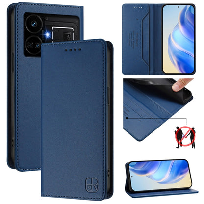 RC01 Dual-Folded Magnetic Suction RFID Leather Phone Case, For Realme GT 6 5G / GT 6T 5G Global, For Realme C63 / C61 4G Global, For Realme P1 Pro, For Realme 12+ 5G / Narzo 70 Pro 5G India, For Realme 12 5G Global, For Realme Note 50 4G / C51 4G / C53...