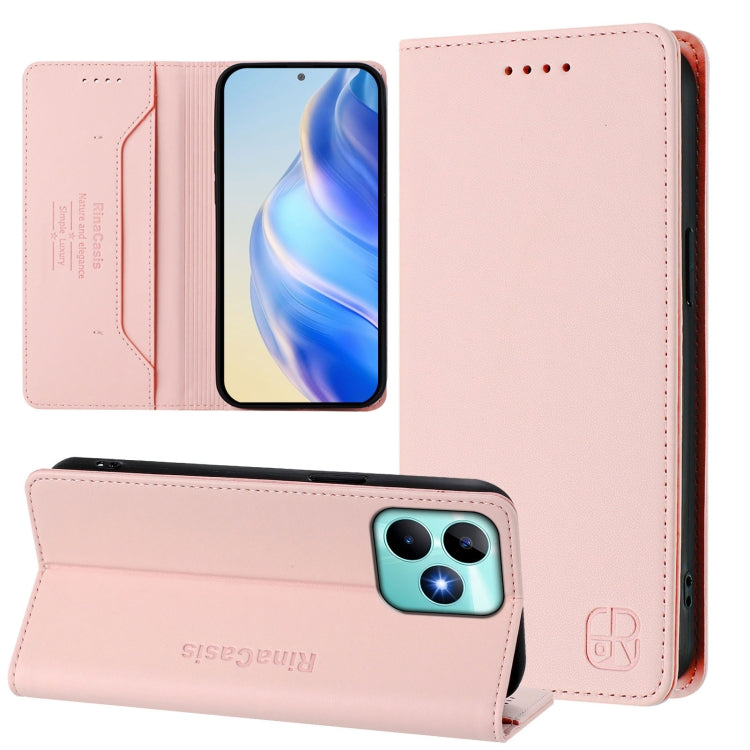 RC01 Dual-Folded Magnetic Suction RFID Leather Phone Case, For Realme GT 6 5G / GT 6T 5G Global, For Realme C63 / C61 4G Global, For Realme P1 Pro, For Realme 12+ 5G / Narzo 70 Pro 5G India, For Realme 12 5G Global, For Realme Note 50 4G / C51 4G / C53...