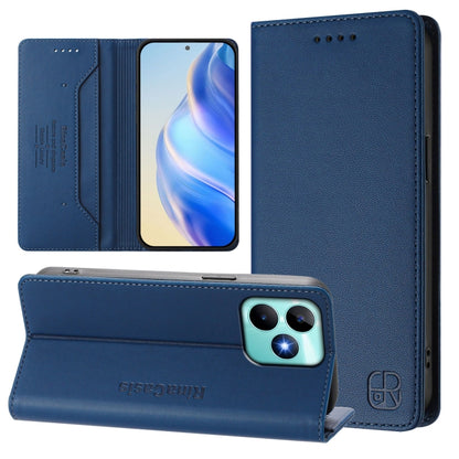 RC01 Dual-Folded Magnetic Suction RFID Leather Phone Case, For Realme GT 6 5G / GT 6T 5G Global, For Realme C63 / C61 4G Global, For Realme P1 Pro, For Realme 12+ 5G / Narzo 70 Pro 5G India, For Realme 12 5G Global, For Realme Note 50 4G / C51 4G / C53...