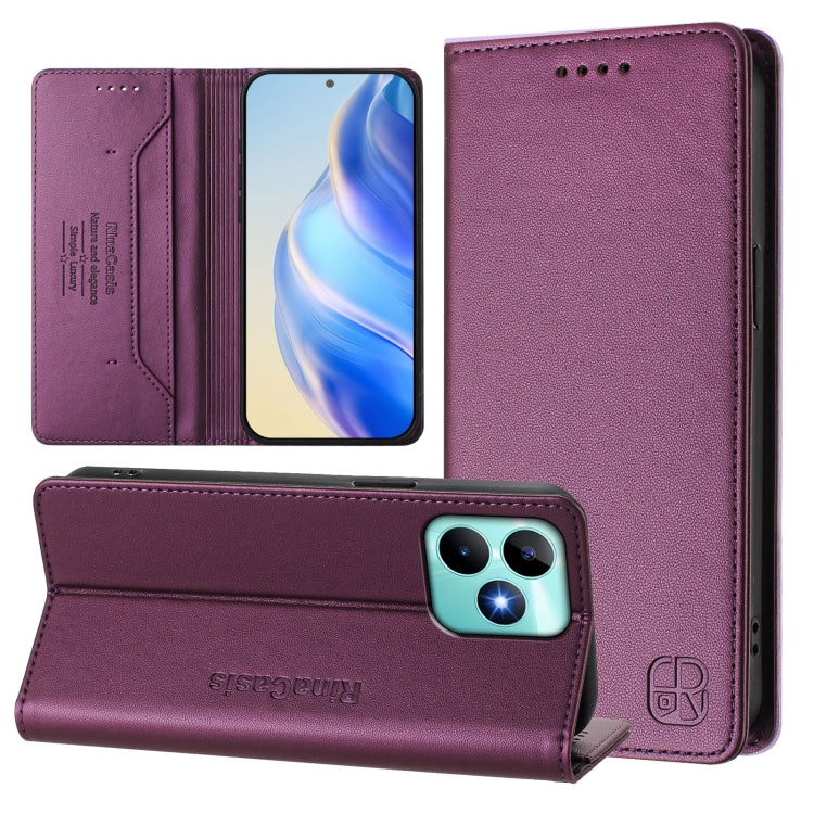 RC01 Dual-Folded Magnetic Suction RFID Leather Phone Case, For Realme GT 6 5G / GT 6T 5G Global, For Realme C63 / C61 4G Global, For Realme P1 Pro, For Realme 12+ 5G / Narzo 70 Pro 5G India, For Realme 12 5G Global, For Realme Note 50 4G / C51 4G / C53...