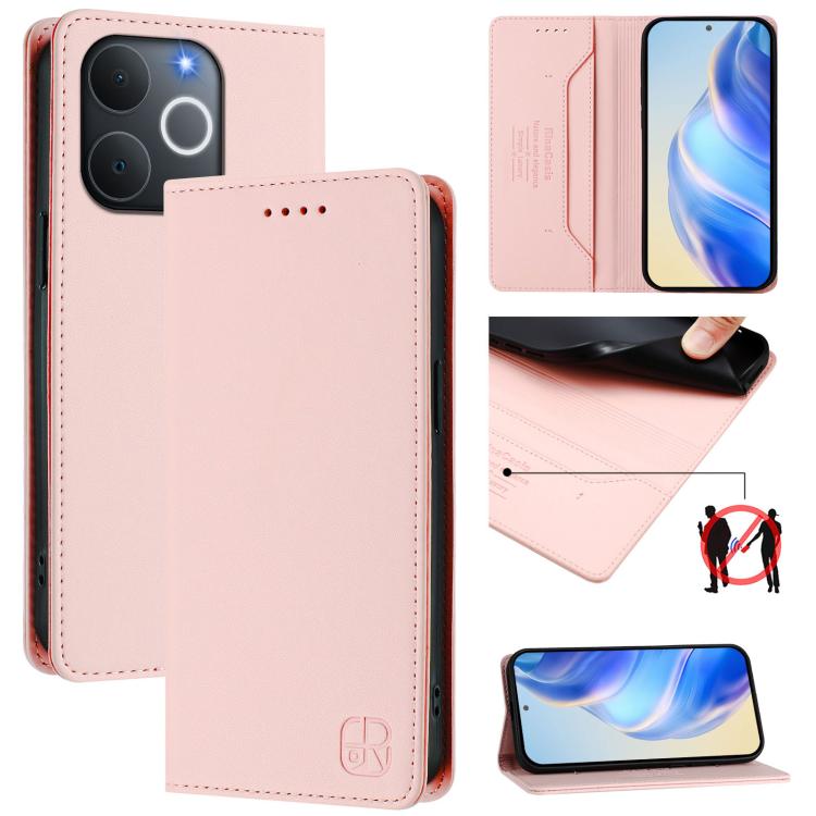 RC01 Dual-Folded Magnetic Suction RFID Leather Phone Case, For Realme P4x / OnePlus CE6 Lite, For Realme 16T 5G, For Realme P4 Power 5G, For Realme Note 80 4G Global, For Realme 16 5G Global, For Realme 16 Pro+ 5G Global, For Realme 16 Pro 5G Global   ...