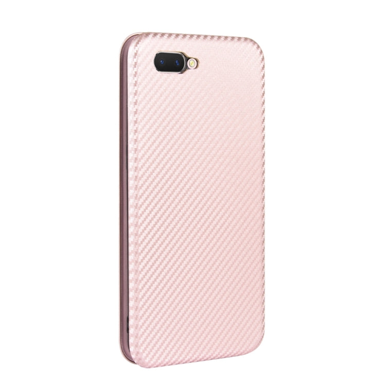 Pink carbon-fiber texture flip phone case with camera cutouts and slim profile