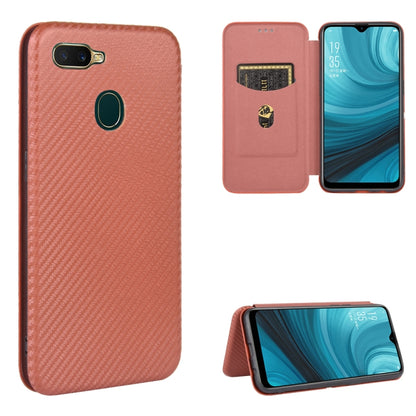 Rose red carbon-fiber texture magnetic flip phone case with card slot, stand view