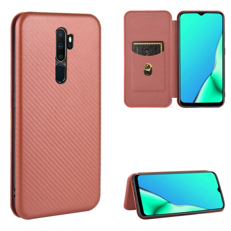 Rose pink carbon fiber texture magnetic flip phone case with card slot and stand