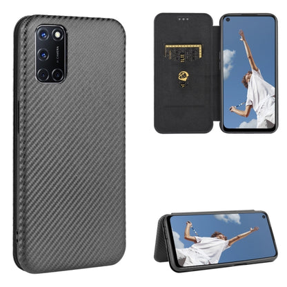 Charcoal carbon fiber texture magnetic flip phone case with card slot and stand