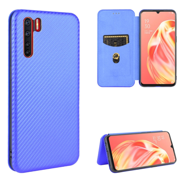 Blue carbon-fiber texture magnetic flip phone case with card slot and stand cover