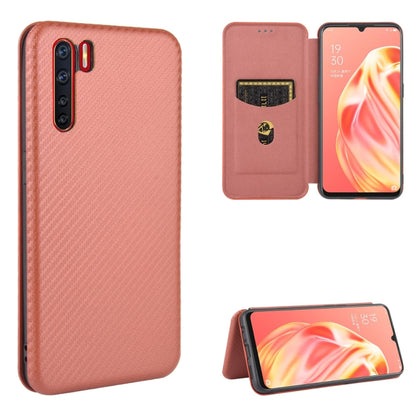 Rose pink carbon-fiber texture magnetic flip phone case with card slot and stand cover