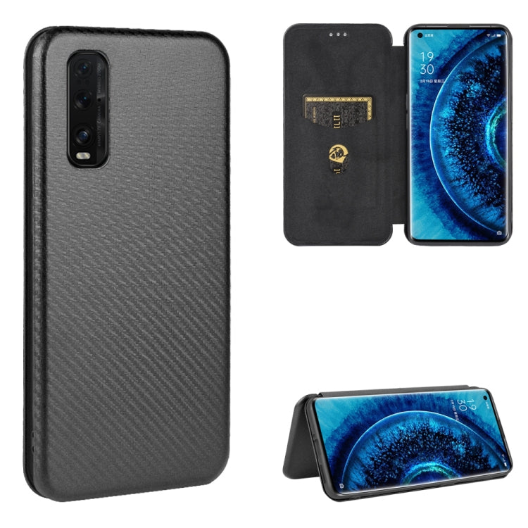 Black carbon fiber textured magnetic flip phone case with card slot and stand view