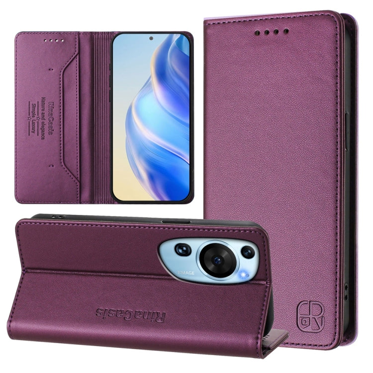 RC01 Dual-Folded Magnetic Suction RFID Leather Phone Case, For Huawei nova 12s Global, For Huawei Pura 70, For Huawei Mate 60 Pro / Mate 60 Pro+, For Huawei Mate 60, For Huawei P60 Art, For Huawei P60 / P60 Pro, For Huawei Enjoy 50 Pro / nova Y90      ...