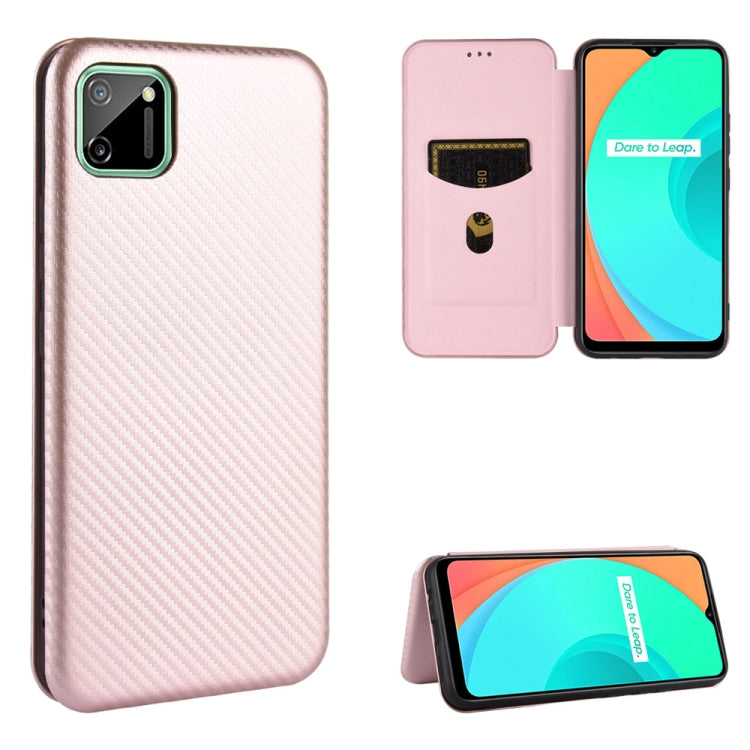 White-pink carbon fiber textured magnetic flip phone case with card slot and kickstand
