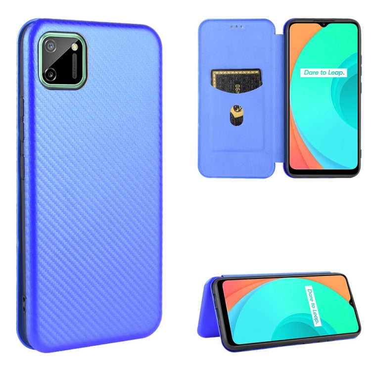 Light blue carbon fiber textured magnetic flip phone case with card slot and kickstand