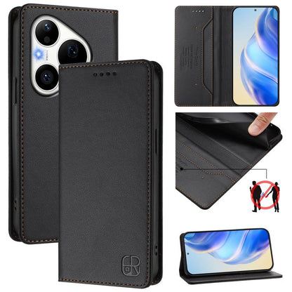 RC01 Dual-Folded Magnetic Suction RFID Leather Phone Case, For Huawei nova 16z / 15 / 14, For Huawei nova 16, For Huawei Pura 90 Pro Max 5G, For Huawei Pura 90 Pro 5G, For Huawei Mate 70 Air 5G, For Huawei Mate 70 Pro, For Huawei Mate 70               ...