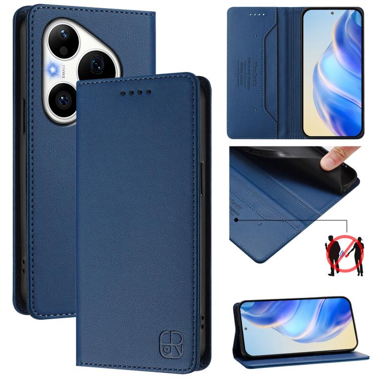 RC01 Dual-Folded Magnetic Suction RFID Leather Phone Case, For Huawei nova 16z / 15 / 14, For Huawei nova 16, For Huawei Pura 90 Pro Max 5G, For Huawei Pura 90 Pro 5G, For Huawei Mate 70 Air 5G, For Huawei Mate 70 Pro, For Huawei Mate 70               ...