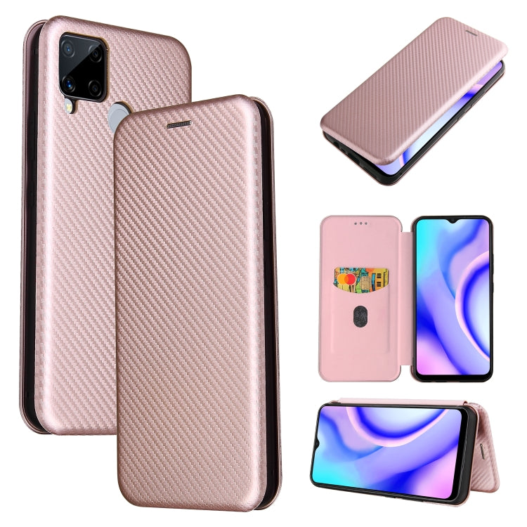 Carbon fiber texture magnetic flip phone case with card slot, beige.